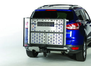 Scooter lift installed, hitch mounted lift Garrett installer