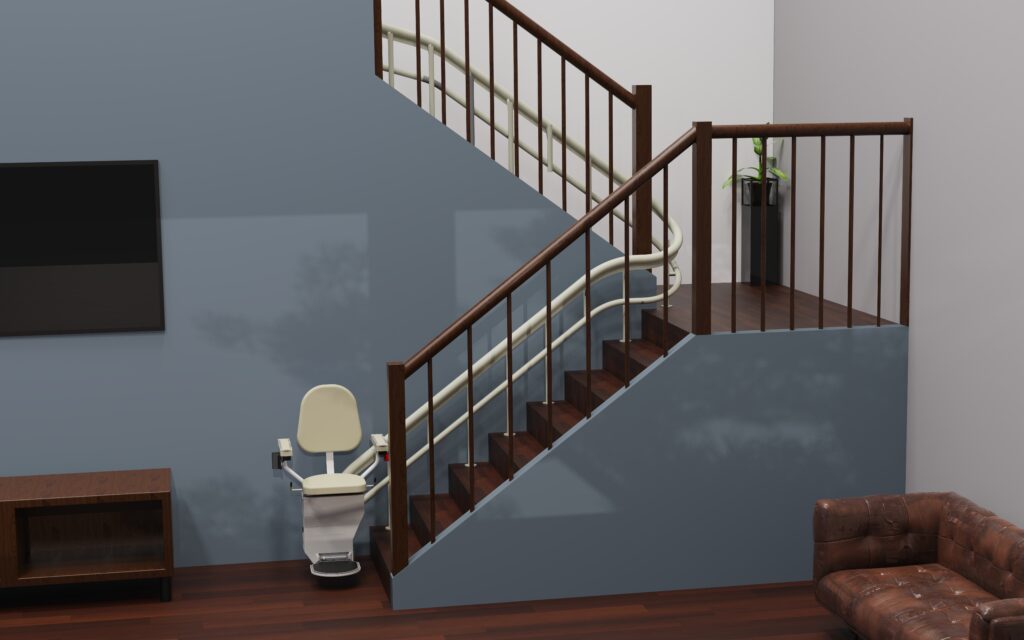 Harmar stair lift installed on residential staircase fort wayne, stair lift installer near me.